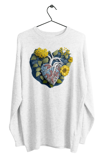 Світшот чоловічий з принтом "Серце квіти". Люблю україну, перемога україни, серце, символи україни, соняшник, традиції україни, україна. 2070702