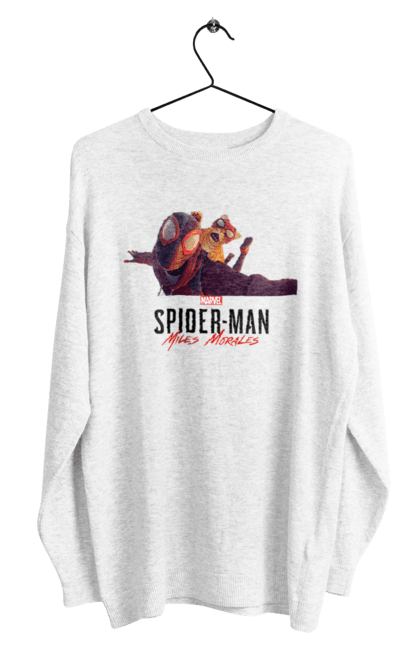 Світшот чоловічий з принтом "Людина Павук Майлз Моралес". Кіт людини павука, людина, людина павук, майлз моралес, павук. CustomPrint.market