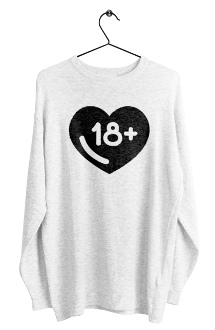 Світшот чоловічий з принтом "18+". 18+, запрет, секс, сердце, черное. 2070702