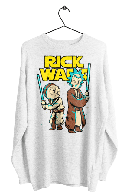 Men's sweatshirt with prints Rick and Morty. Adventures, black humor, cartoon, rick, rick and morty, sci-fi, star wars, tragicomedy. 2070702
