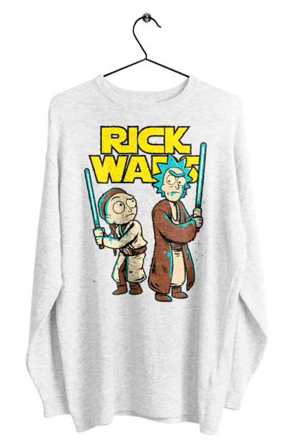 Свитшот мужской с принтом Рик и Морти. Rick and morty, star wars, звездные войны, мультфильм, научная фантастика, приключения, рик, рик и морти, сериал. 2070702