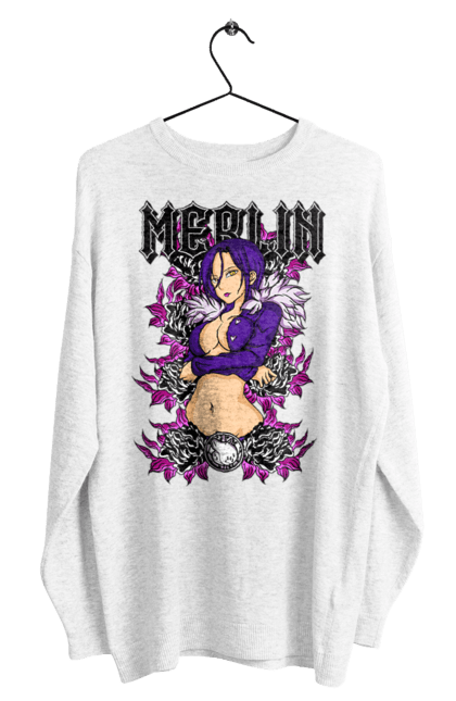 Men's sweatshirt with prints Seven Deadly Sins Merlin. Adventures, anime, comedy, fantasy, manga, merlin, seven deadly sins. 2070702