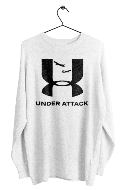 Світшот чоловічий з принтом "Under Attack black". Андер армор, бренди, гумор, приколи, прикольні, ундер армор. 2070702