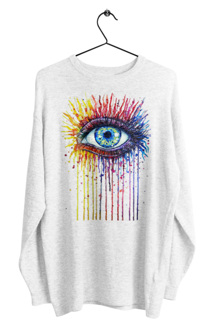 Світшот чоловічий з принтом "Барвисто Тече Око". Очей, фарби. 2070702