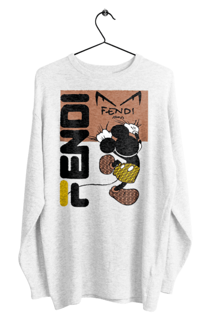 Світшот чоловічий з принтом "Fendi Міккі Маус". Fendi, mickey mouse, бренд, будинок моди, італія, люкс, міккі маус, мода, сумка, фенді. 2070702