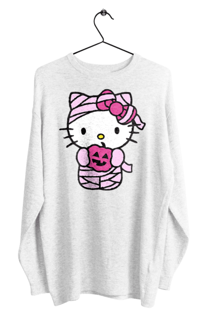 Світшот чоловічий з принтом "Хелло Кітті Хелловін". Halloween, hello kitty, mummy, бренд, кіт, кошеня, мумія, персонаж, хелло кітті, хелловін. 2070702