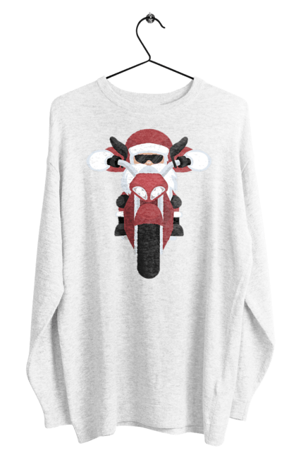 Світшот чоловічий з принтом "Санта на мотоциклі". Мотоцикл, новий рік, різдво, санта. 2070702