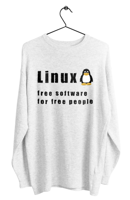 Світшот чоловічий з принтом "Linux Вільний Для Вільних". Linux, адміністратор, айті, айтішник, безкоштовна, безкоштовно, вільна, доступність, незалежність, операційна система, ос, пінгвін, програміст, програмне забезпечення, свобода, сервер, сисадмін, система, системний адміністратор, софт, текст, чорний. 2070702