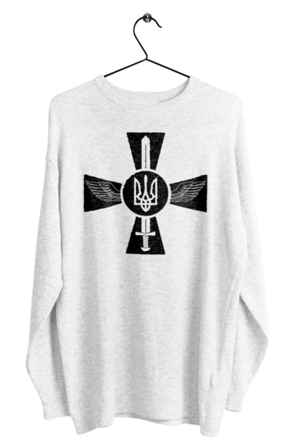 Світшот чоловічий з принтом "Україна герб". Герб, крила, меч, україна. 2070702