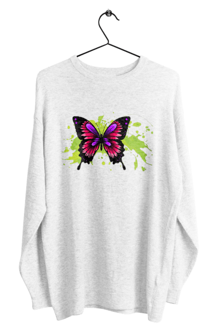 Men`s sweatshirt with prints Pink Butterfly. Butterfly. 2070702