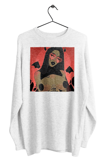 Світшот чоловічий з принтом "Диявол З Цицьками". Гола, диявол, сиськи. 2070702