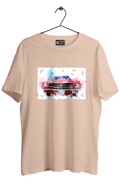 Men`s t-shirt with prints Mustang car. Car, donations, help, horse, mustang, mustang car, paypal, road, ukraine, wheel. 2070702