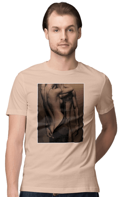 Футболка чоловіча з принтом "Інтрига". Взаємність, захоплення, інтрига, любов, неможливо встояти, секс, чоловік і жінка. 2070702