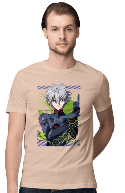 Футболка чоловіча з принтом "Євангеліон Каору". Kaworu, kaworu nagisa, neon genesis evangelion, nerv, аніме, єва, євангеліон, каору, каору наґіса, манга. 2070702