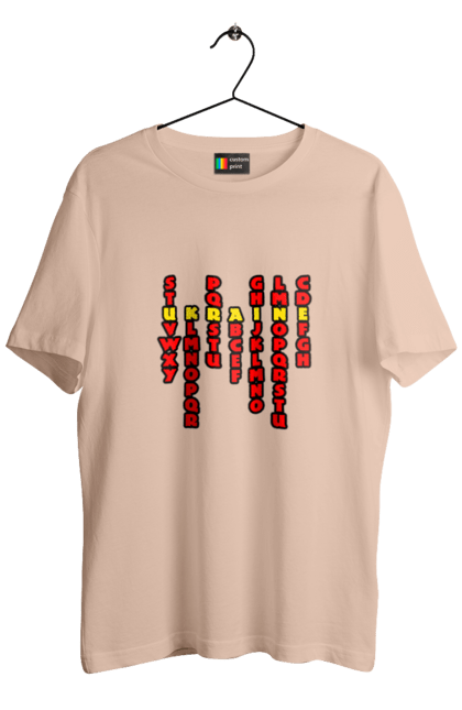 Футболка чоловіча з принтом "Україна". Абетка, авторський принт, латиниця, літери, напис, текст, україна. 2070702