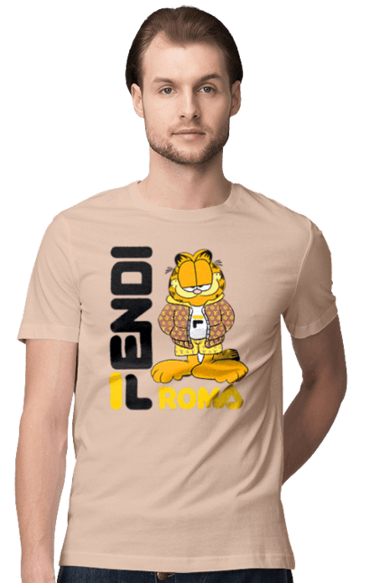 Футболка чоловіча з принтом "Fendi Гарфілд". Fendi, garfield, бренд, будинок моди, гарфілд, італія, люкс, мода, сумка, фенді. 2070702