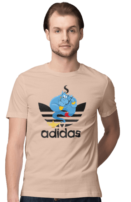 Футболка мужская с принтом Adidas Джинни. Adidas, aladdin, genie, адидас, аладдин, джинни, мультфильм, персонаж. 2070702