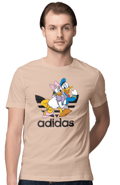 Футболка мужская с принтом Adidas Дональд Дак. Adidas, daisy duck, donald duck, адидас, дейзи дак, дональд дак, мультсериал, мультфильм. 2070702