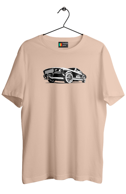 Men`s t-shirt with prints Car. Afterburner, america, car, ford, mustang, straining. 2070702