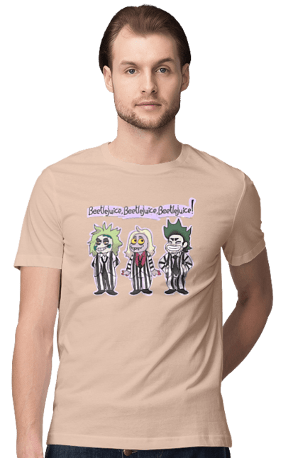 Men's t-shirt with prints Beetlejuice. Beetlejuice, comedy, ghost, horror, movie, tim burton, warner bros. 2070702