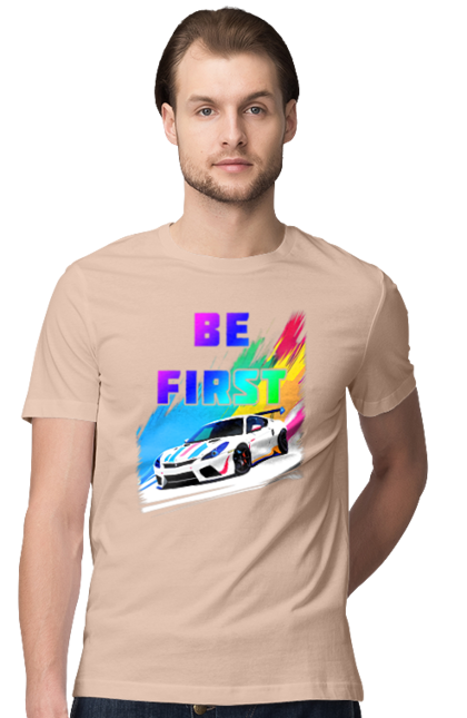 Футболка чоловіча з принтом "Гонка". Автомобільний, гонка, спортивна машина, спортивний автомобіль. 2070702