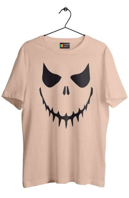 Men's t-shirt with prints Halloween pumpkin face. Costume, halloween, holiday, october, october 31, pumpkin, scary, sweets, trick or treat. 2070702