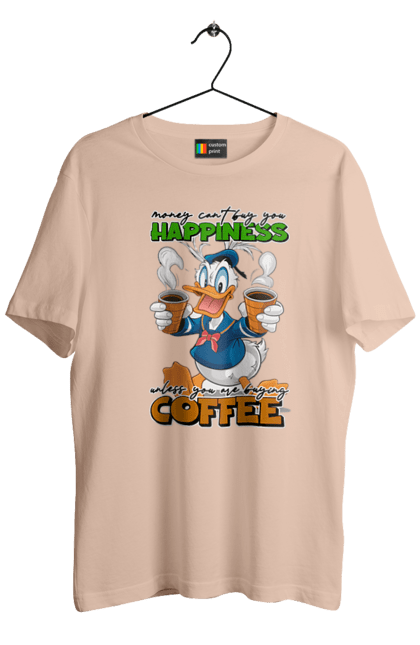 Men's t-shirt with prints Donald Duck Coffee. Animated series, cartoon, coffee, cup, disney, donald duck. 2070702