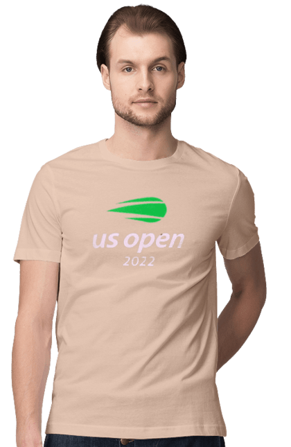 Футболка чоловіча з принтом "Тенісний турнір US Open 2022". Великий теніс, відкритий чемпіонат, гравці, м`яч, нью йорк, призовий фонд, ракетка, турнірна сітка, хард, чемпіонат америки. 2070702