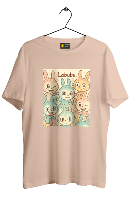 Футболка чоловіча з принтом "Лабубу". Безтурботно, грайливо, дизайнперсонажу, каваї, лабубу, милі мистецтво, ніжні відтінки, пастельніквіти, стиль мультфільму, чарівно. 2070702