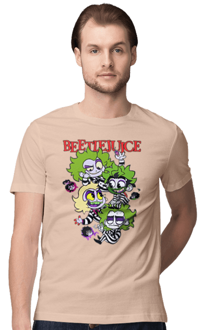 Men's t-shirt with prints Beetlejuice. Beetlejuice, comedy, ghost, ghost, horror, movie, tim burton, warner bros. 2070702