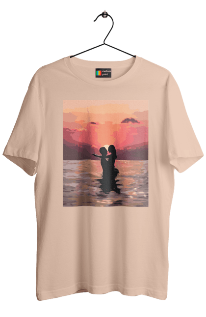 Футболка чоловіча з принтом "Секс у заході сонця". Захід сонця, природа та любов, секс на морі, секс та природа. 2070702