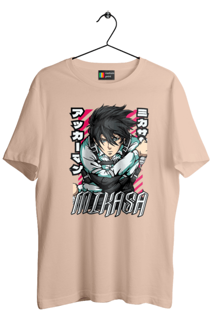 Men's t-shirt with prints Attack on Titan Mikasa Ackerman. Action film, anime, attack on titan, manga, mikasa, mikasa ackerman, post-apocalyptic. 2070702