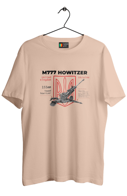 Футболка чоловіча з принтом "155 мм гаубиця M777". Archer, bayraktar, himars, javelin, m777, patriot, weapon, zaluzhny, гаубиця. 2070702
