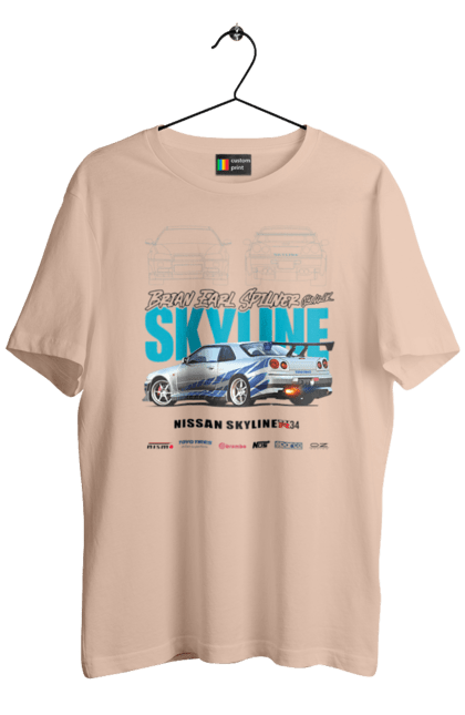 Men's t-shirt with prints Nissan Skyline. Auto, automobile, car, nissan skyline, skyline. 2070702