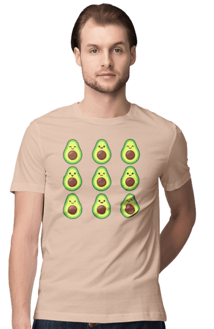 Men`s t-shirt with prints Avocado Mood. Avocado, emotion, food. 2070702