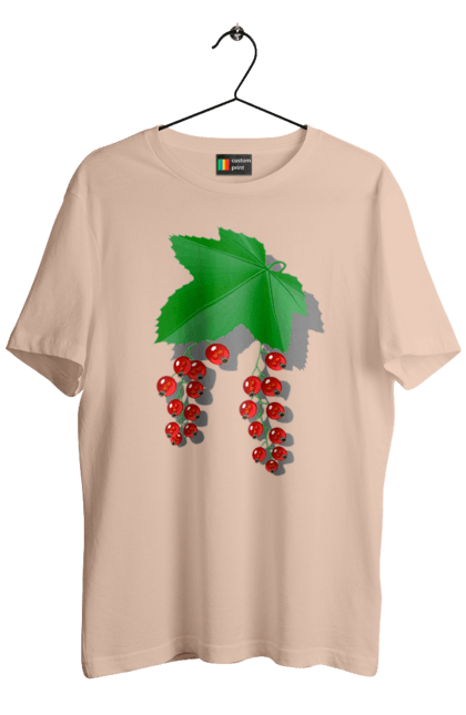 Футболка чоловіча з принтом "Порічки Червоні". Делікатес, зріла, їжа, листя, літо, порічки, порічки червоні, смачно, смородина, стигла, урожай, червона, червона смородина, ягідка, ягода, ягоди. 2070702