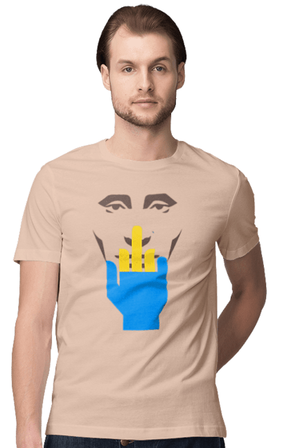 Футболка чоловіча з принтом "Путін Хуйло". Все, голова путіна, доброго вечора, йди нахуй, мертвий москаль, москалі, орки, путін хуйло, російський військовий, середній палець. 2070702