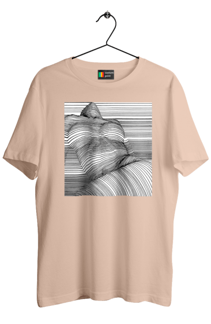 Футболка чоловіча з принтом "Дівчина В Смужку". Гола, сиськи. 2070702