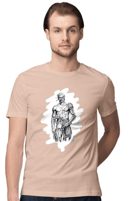 Men`s t-shirt with prints Cyborgs of ukraine. Cossack, cyborg, forelock, patriot, pistol, ukrainian, vusa, zbroya. 2070702