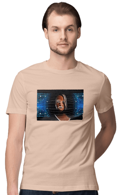 Футболка чоловіча з принтом "Штучний Розум". Айті, айтішник, гик, жінка, знання, інженер, інтелект, кібер, кібернетика, кіборг, код, комп, комп`ютерник, кристал, машинне навчання, мікросхема, мозок, портрет, програміст, професіонал, професія, розробник, розум, світиться, світло, хакер, чіп, штучний інтелект, штучний розум. 2070702