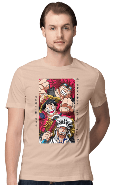 Men's t-shirt with prints One Piece Luffy. Anime, luffy, manga, monkey de luffy, one piece, pirates. 2070702