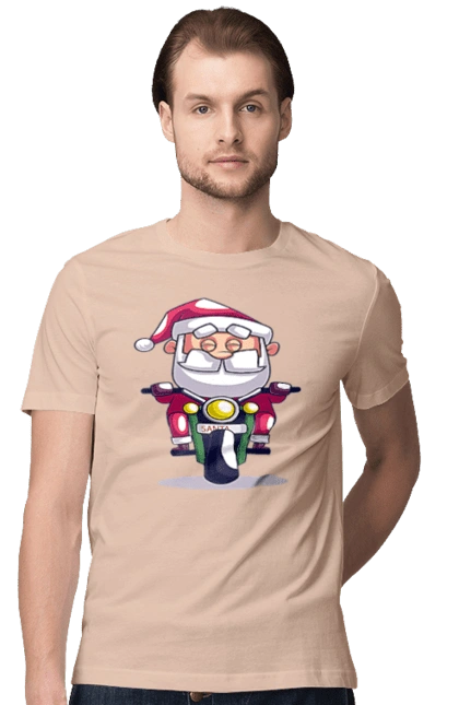 Happy Santa on a motorcycle