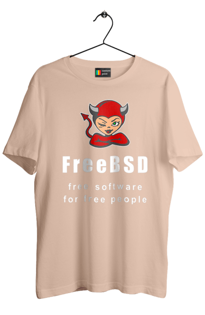 Men`s t-shirt with prints Freebsd For Free. Administrator, availability, beast, bsd, daemon, demoness, free, freebsd, freedom, independence, is free, it, it specialist, operating system, os, programmer, red, software, sysadmin, system, system administrator, text, unix, white. 2070702