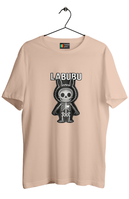 Футболка чоловіча з принтом "Лабубу". Анатомія, кістки, лабубу, миложутко, мінімалізм, рентген, серце` що світиться, скелет, череп, чорнобіле. 2070702
