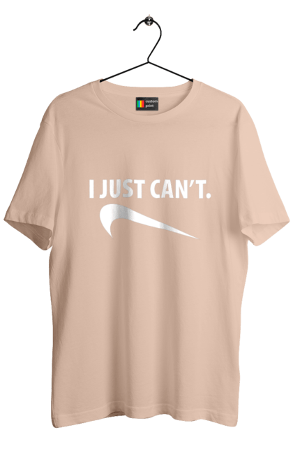 Men's t-shirt with prints I just can't. Demotivator, i can`t, motivation, nike, phrase, sport. 2070702