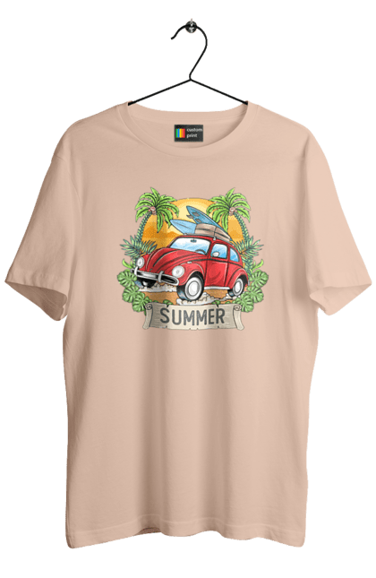 Men`s t-shirt with prints Summer, Car And Palm Trees. Palm trees, relaxation, summer. 2070702