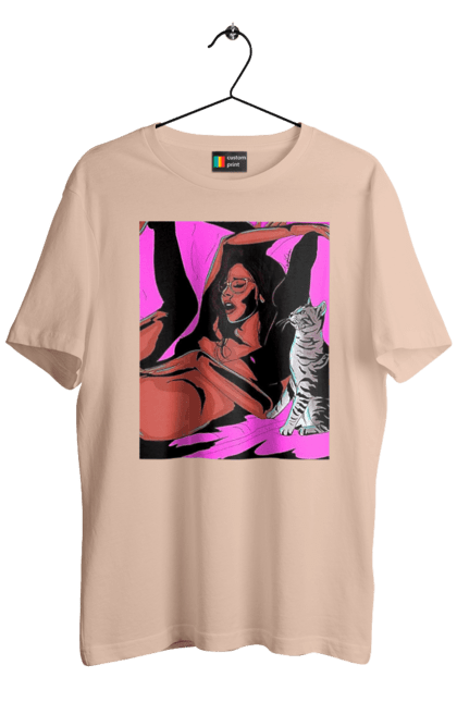 Футболка чоловіча з принтом "Дівчина Отримує Задоволення". Гола, задоволення, кішка, пристрасть. 2070702