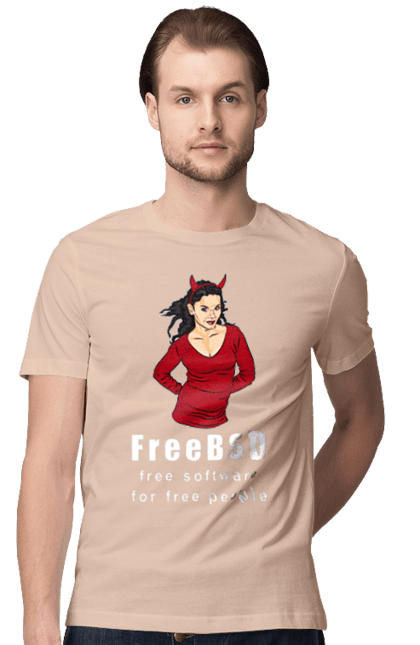 Футболка чоловіча з принтом "Freebsd Для Вільних". Bsd, freebsd, unix, адміністратор, айті, айтішник, безкоштовна, безкоштовно, бестія, білий, вільна, демон, демонесса, доступність, незалежність, операційна система, ос, програміст, програмне забезпечення, свобода, сисадмін, система, системний адміністратор, софт, текст, червоний. 2070702