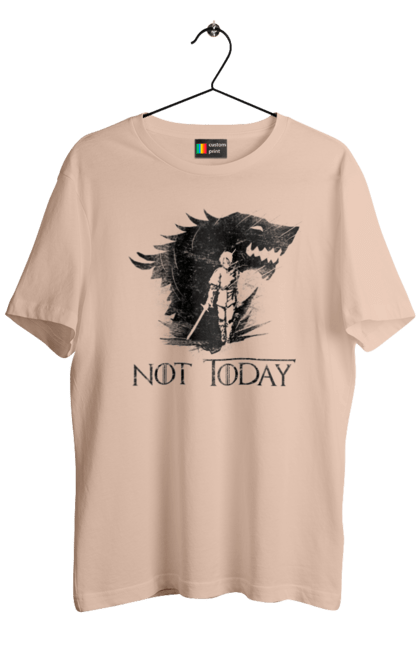 Men's t-shirt with prints Game of Thrones Arya. Arya, game, got, not today, stark, starks, thrones, tv show, wolf, wolves. 2070702