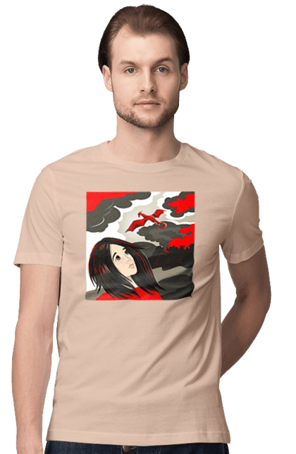 Men's t-shirt with prints Girl and dragon. Dragon, fantasy, romance, young woman. 2070702